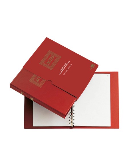 Libro liderpapel din a4 actas 30 anillas con 100 hojas movibles taladradas y numeradas color burdeos