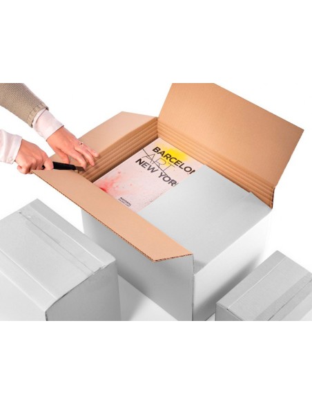 Caja para embalar q-connect ultra resistente regulable en altura carton canal doble 7 mmcolor blanco 450x280x375 mm