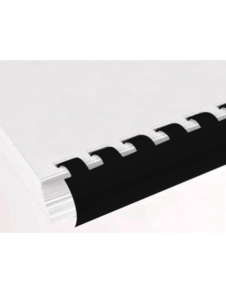 Canutillo q-connect redondo 6 mm plastico negro capacidad 20 hojas caja de 100 unidades