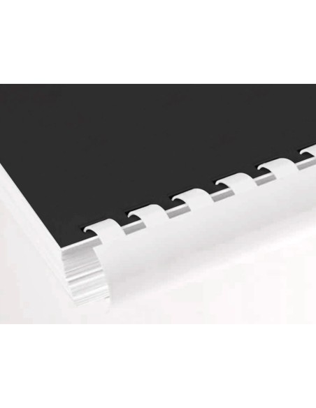 Canutillo q-connect redondo 16 mm plastico blanco capacidad 145 hojas caja de 50 unidades