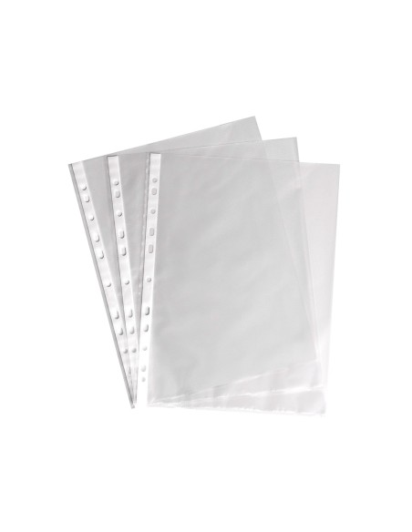 Funda multitaladro q-connect din a4 100 mc cristal caja de 100 unidades