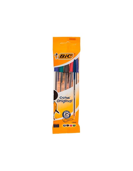 Boligrafo bic cristal original bolsa de 5 unidades colores surtidos 2 azul /1 negro /1 rojo /1 verde