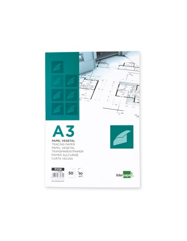 Bloc papel vegetal liderpapel encolado 50 hojas...