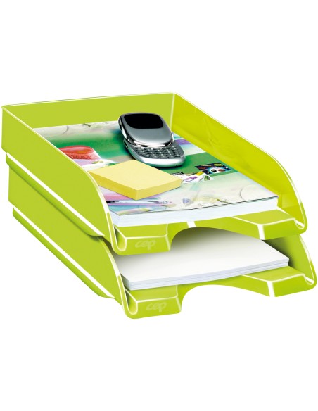 Bandeja sobremesa cep plastico verde 257x348x66 mm