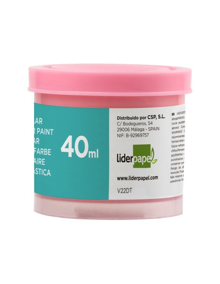 Tempera escolar liderpapel 40 ml rosa