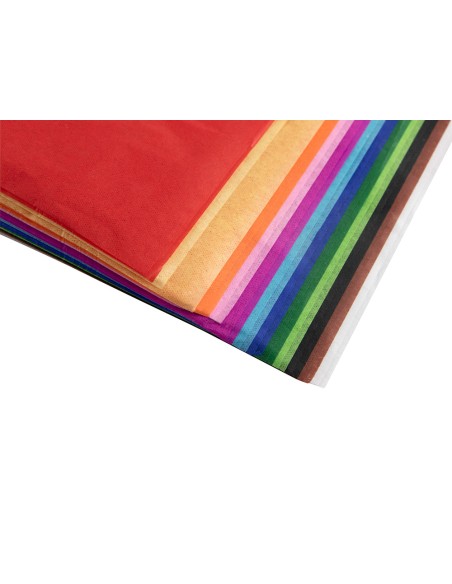 Papel seda liderpapel 12 colores surtidos 17g/m2 rollo de 24 hojas 50x75cm