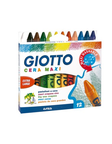 Lapices cera giotto maxi caja de 12 colores...