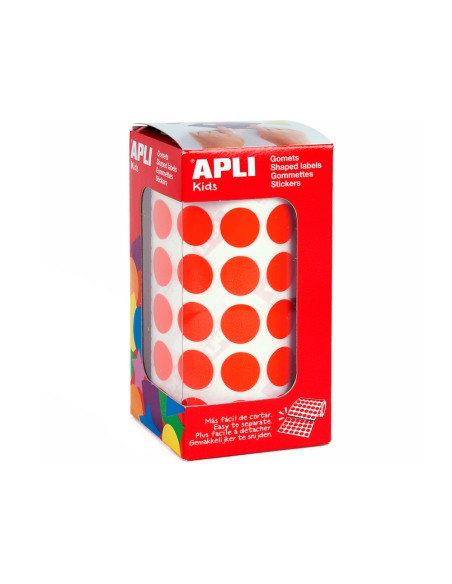 Gomets autoadhesivos circulares 15 mm rojo rollo de 2832 unidades