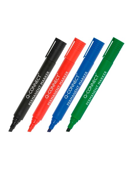 Rotulador q-connect marcador permanente negro punta biselada 5 mm