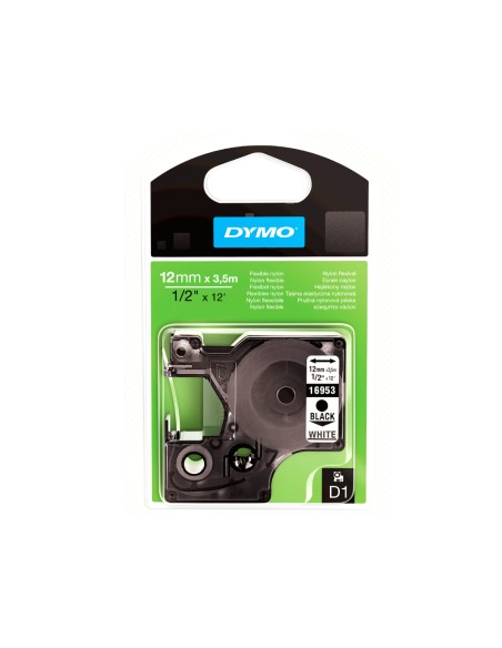 Cinta dymo negro blanco 12mm x3,5 m d1 nylon