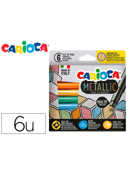 Rotulador carioca metallic punta maxi 6 mm caja de 6 unidades colores surtidos