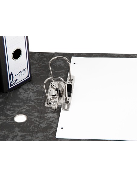 Archivador de palanca liderpapel carton forrado folio jaspeado negro con caja classic blue