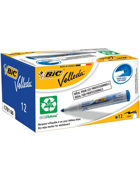 Rotulador bic velleda para pizarra azul punta redonda 1,3 mm