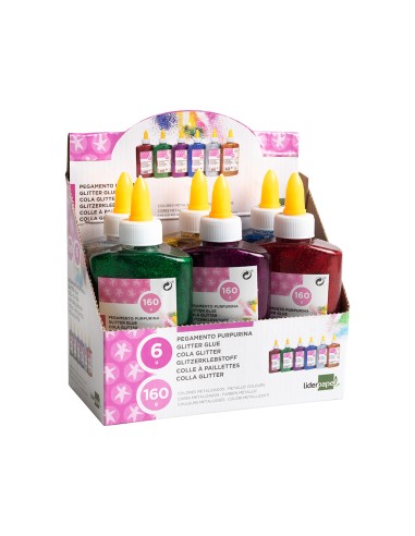 Purpurina pegamento liderpapel fantasia colores...