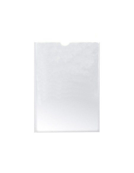 Funda portadocumento q-connect din a7 150 micras pvc transparente con uñero 84x115 mm