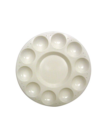 Paleta plastico artist circular con 10 huecos 17 cm diametro
