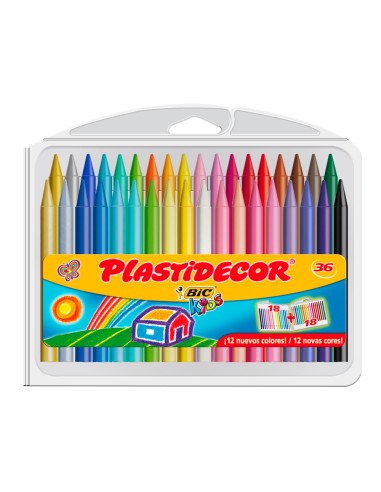 Lapices cera plastidecor caja de 36 colores...