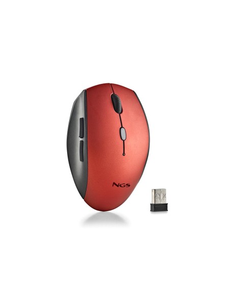 Raton ngs bee 800/1200/1600 dpi inalambrico 5 botones receptor usb-a 2,4 ghz color rojo