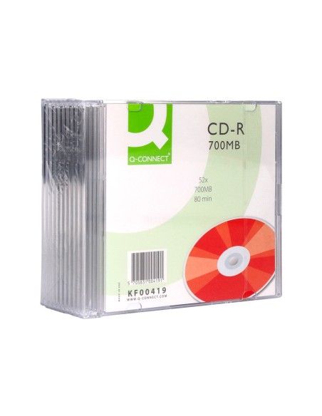 Cd-r q-connect capacidad 700mb duracion 80min velocidad 52x caja slim