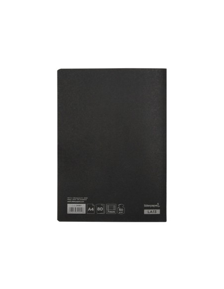 Libreta liderpapel tapa negra a4 80 hojas 60gr horizontal con doble margen
