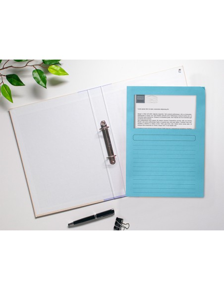 Subcarpeta cartulina q-connect din a4 azul con ventana transparente 120 g/m2