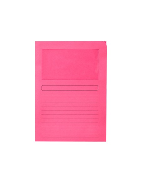 Subcarpeta cartulina q-connect din a4 rosa con ventana transparente 120 g/m2