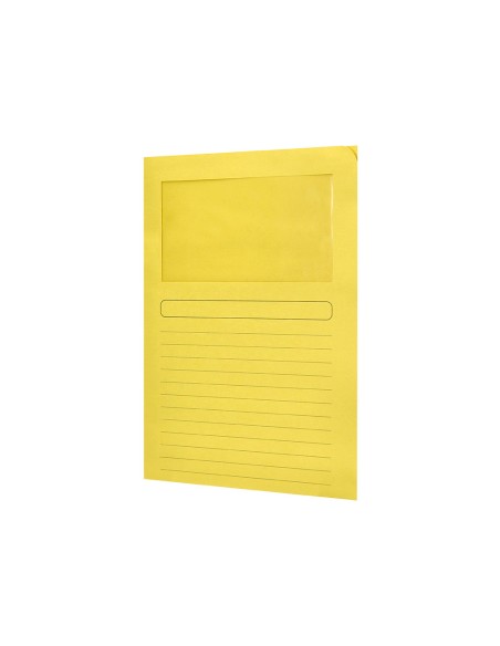 Subcarpeta cartulina q-connect din a4 amarilla con ventana transparente 120 g/m2