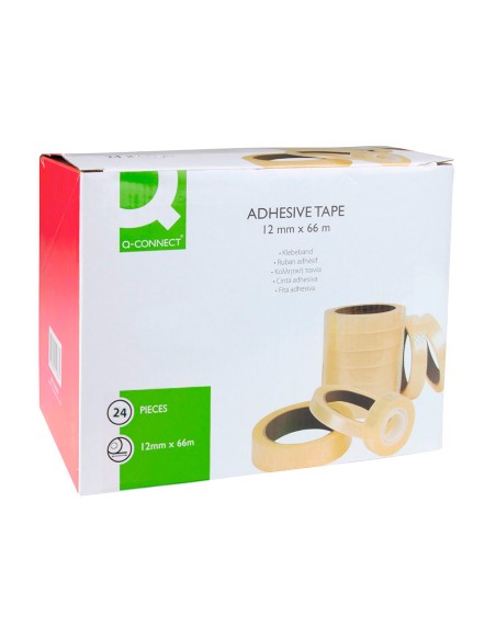 Cinta adhesiva q-connect transparente 66 m x 12 mm encelofanada