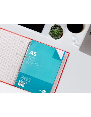 Carpeta con recambio liderpapel a5 cuadro 5mm...