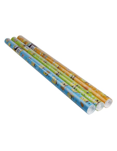 Papel de regalo infantil bob esponja rollo ancho 70 cm longitud 2 mt diseños surtidos gramaje 60 gr