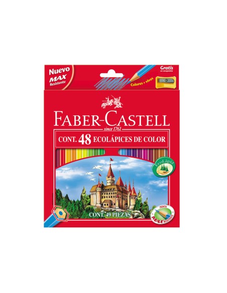 Lapices de colores faber castell hexagonal madera reforestada caja de 48 unidades colores surtidos