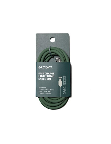 Cable groovy usb 2.0 tipo c a tipo c longitud 1 m silicona color verde salvia