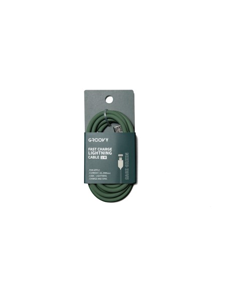 Cable groovy usb 2.0 a usb c apple lightning longitud 1 m silicona color verde salvia
