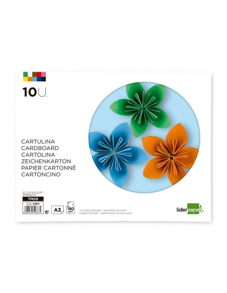 Bloc trabajos manuales liderpapel cartulina 297x420mm 10 hojas colores surtidos