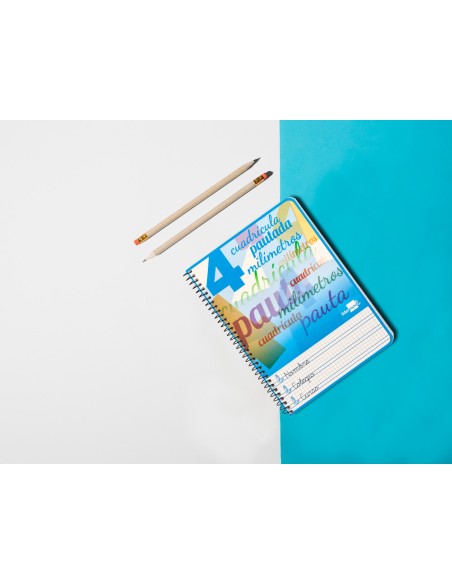 Cuaderno espiral liderpapel cuarto pautaguia tapa blanda 40h 75gr cuadro pautado 4mm c olores surtidos