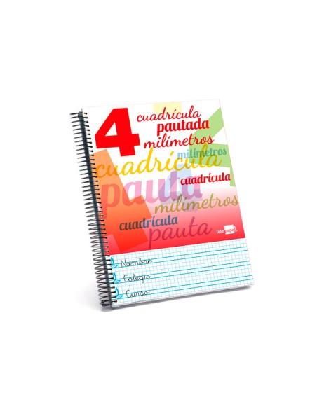 Cuaderno espiral liderpapel folio pautaguia tapa blanda 80h 75gr cuadro pautado 4mm co lores surtidos
