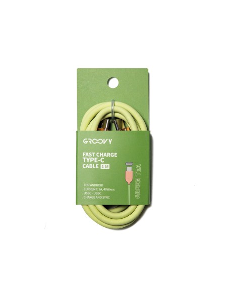 Cable groovy usb 2.0 a usb c apple lightning longitud 1 m silicona color verde te