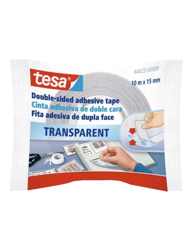 Cinta adhesiva tesa doble cara transparente 10...