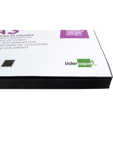 Cartulina liderpapel a3 180g/m2 negro paquete...