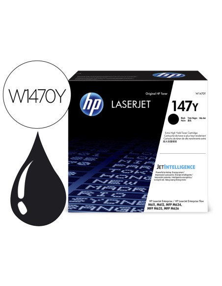 Toner hp 147y enterprise m611dn / m612dn / m635z / m636z / m635h mfp / m636fh mfp negro 42000 paginas