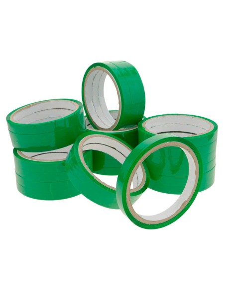 Cinta adhesiva q-connect 66 m x 9 mm verde para cerrar bolsas