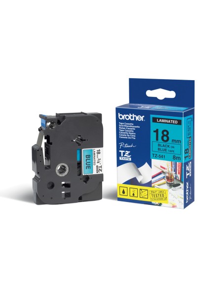 Cinta brother tze541 azul-negro 18mm longitud 8 m