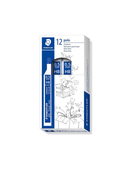 Minas staedtler grafito 0,5 mm hb polo 257 tubo con 12 minas