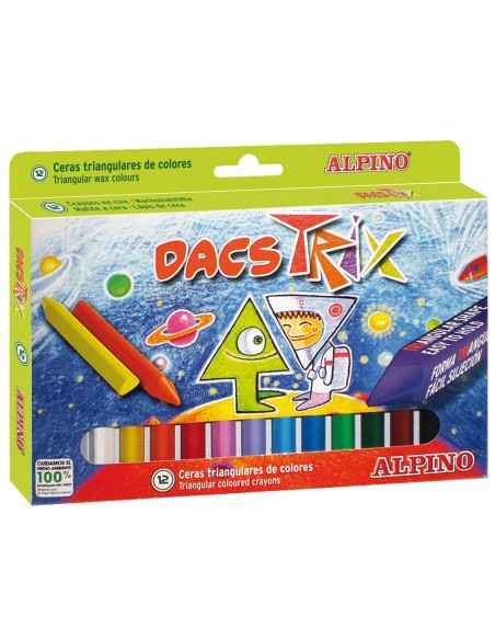Lapices cera alpinotrix triangulares caja 12 colores