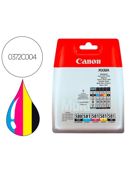 Ink-jet canon pixma cli 571 multipack de 4 colores negro / amarillo / cian / magenta