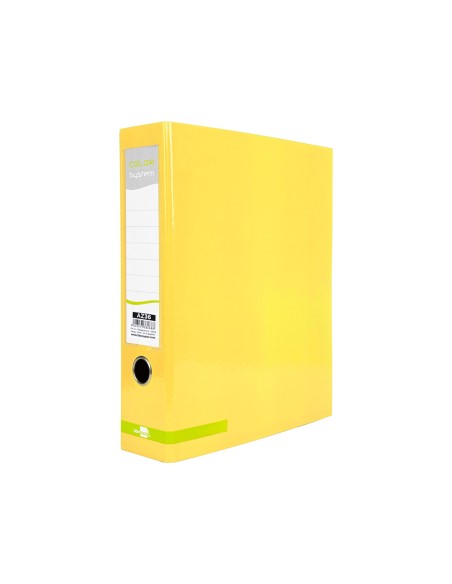 Archivador de palanca liderpapel a4 color system forrado sin rado lomo 80mm amarillo compresor metalico
