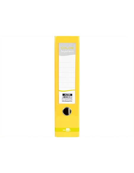 Archivador de palanca liderpapel a4 color system forrado sin rado lomo 80mm amarillo compresor metalico