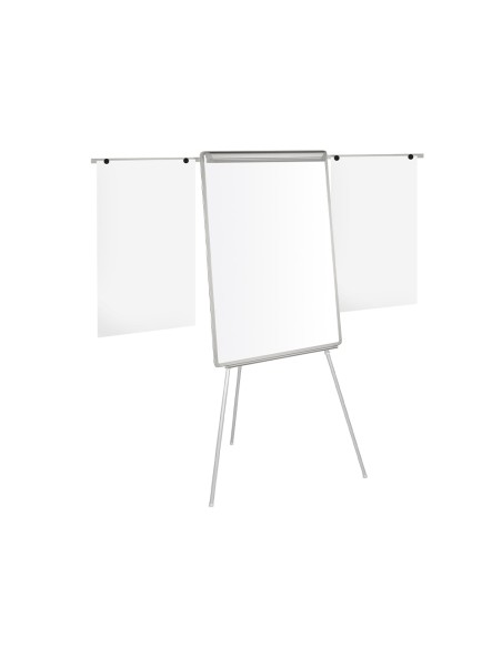 Pizarra blanca q-connect con tripode 90x70x195cm y brazos extensibles para conferencias superficie laminada