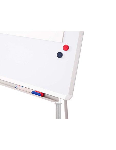Pizarra blanca q-connect con tripode 90x70x195cm para convenciones superficie lacadamagnetica escritura directa