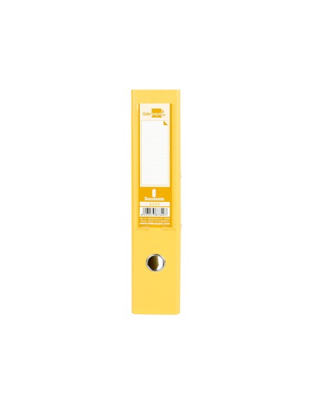 Archivador de palanca liderpapel folio documenta forrado pvc con rado lomo 75mm amarillo compresor metalico